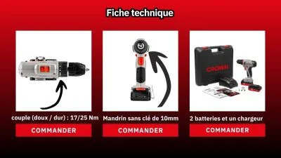 perceuse visseuse 12V CROWN 10mm 