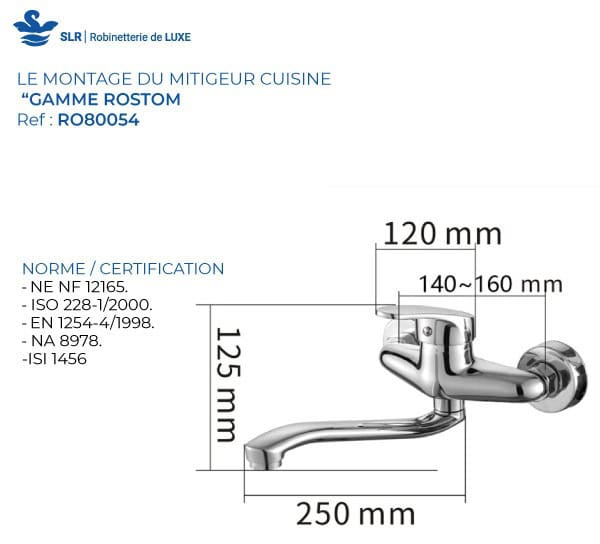 Mitigeur Evier mural SLR Rostom