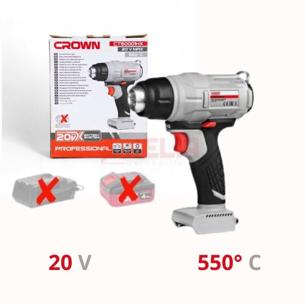 Décapeur thermique sans fil 20V MAX 550° sans Batterie CROWN CT60001HX