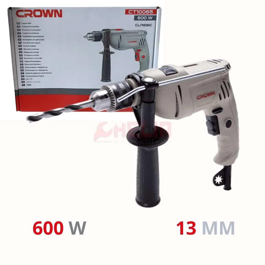 Perceuse 13mm 600W mandrin plastique CROWN CT10065KLC