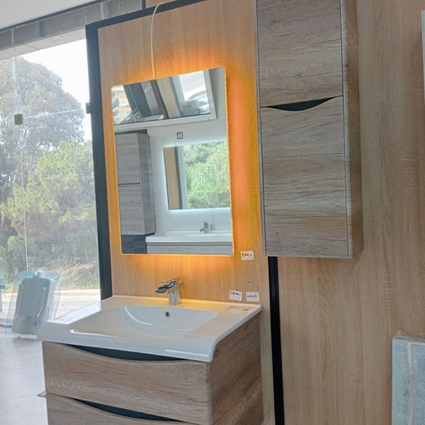 Meuble De Bain 80 cm Marron Faux Bois ANOVA