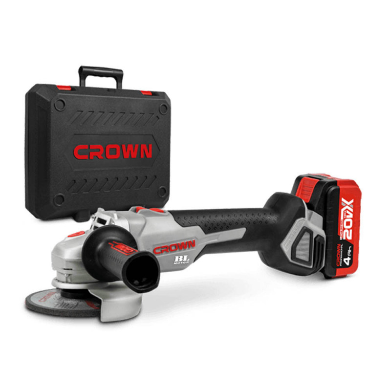 TRONCENEUSE 115MM BATTERIE 20V+BATTERIE CT23001 CROWN meuleuse sans fil sans charbons 20V