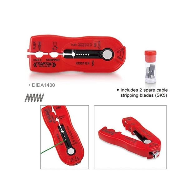 Pince à dénuder multi-usages 117mm 0.2-0.8mm TOPTUL | DIDA1430