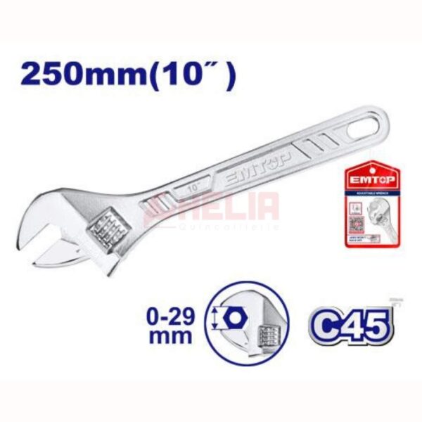 Clé à Molette 10'' EMTOP  EAWH131022