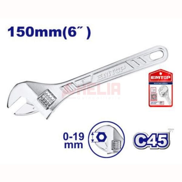 Clé à Molette 150mm EMTOP  EAWH130622