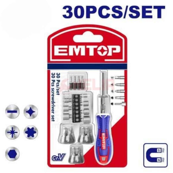 Jeu tournevis 30PC EMTOP EBST03006
