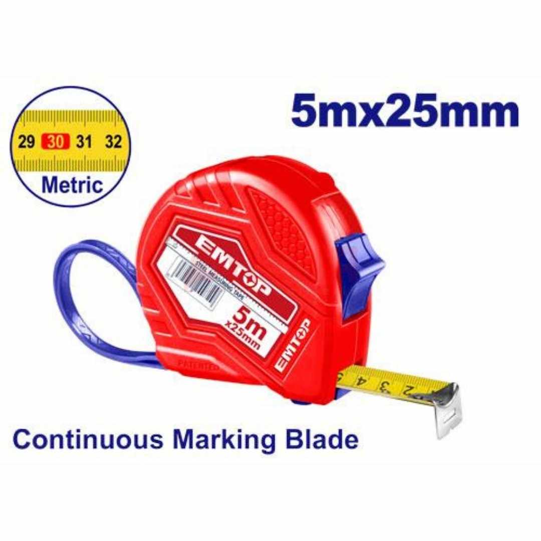 Mètre ruban 5MX25MM EMTOP EMTP15202 (1) Mètre ruban 5MX25MM EMTOP EMTP15202