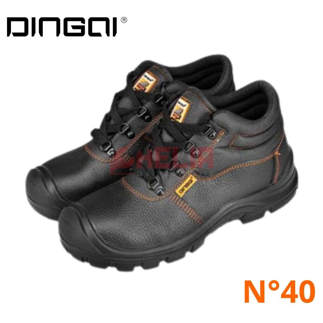Chaussures De Sécurité Cuisine Soudage Homme Dinglong – Cuir Vachette Anti-Écrasement Baotou Sans Lacet – Travail Printemps Hiver