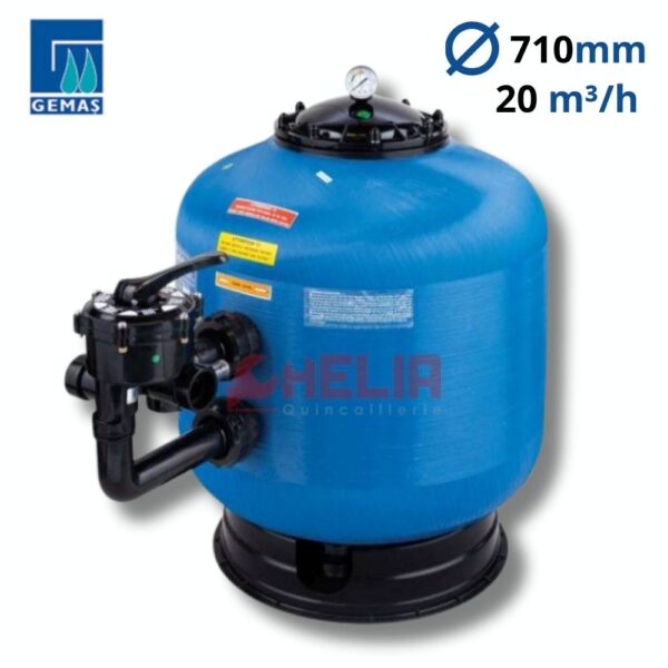 Filtre à Sable Piscine 20m³h D710mm en Résine GEMAS TURBIDRON 021714T